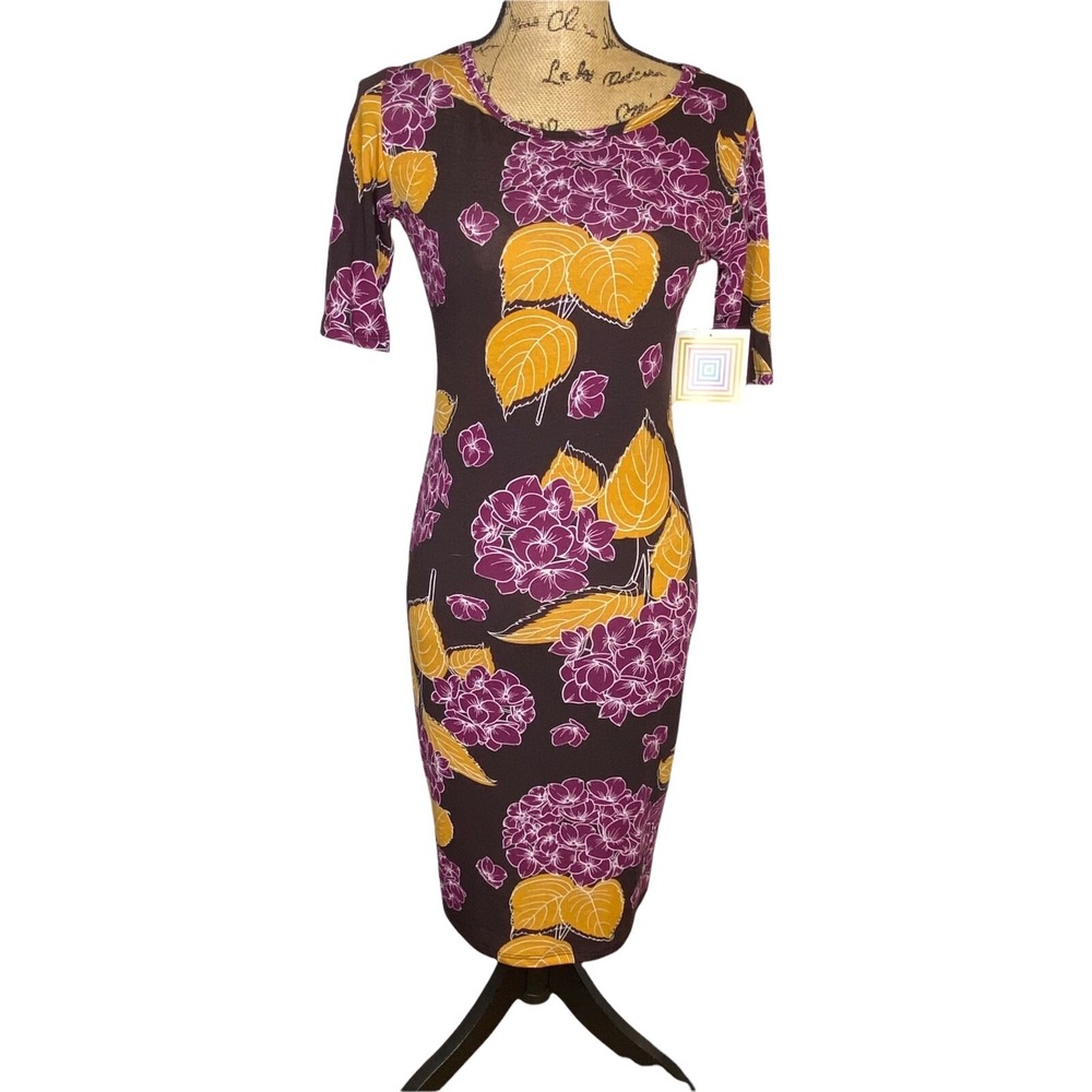 Women's Lularoe Julia Dress Size XS Multi‎ Color Knee Length Stretch (1032)